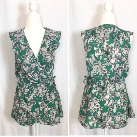 NWT✨ Floral Ruffle Peplum Wrap Top - Picture 7 of 9